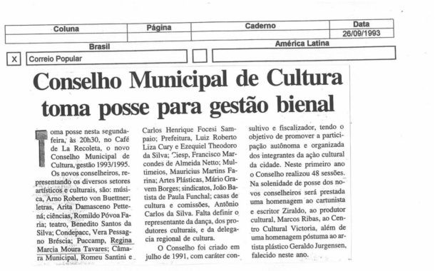 Conselho Municipal de Cultural Toma Posse para Gestão Bienal